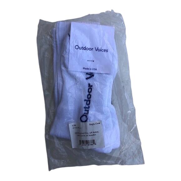 OUTDOOR VOICES NIP Unisex Full Cushion White Blue Graphic Crew Socks - Picture 2 of 15